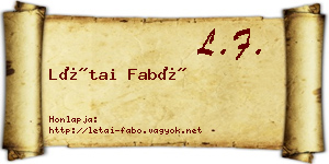 Létai Fabó névjegykártya
