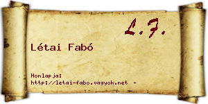 Létai Fabó névjegykártya